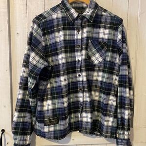Vermont Flannel Company XL Blue White Plaid Button Up Shirt